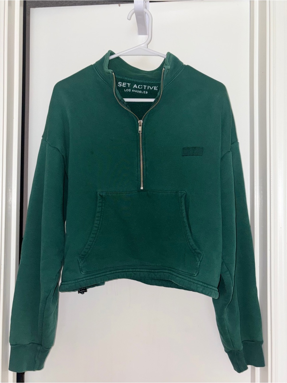 SET ACTIVE Green Staple Vintage Quarter Zip Pullover Medium